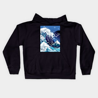 Wave off Kanagawa at night Kids Hoodie